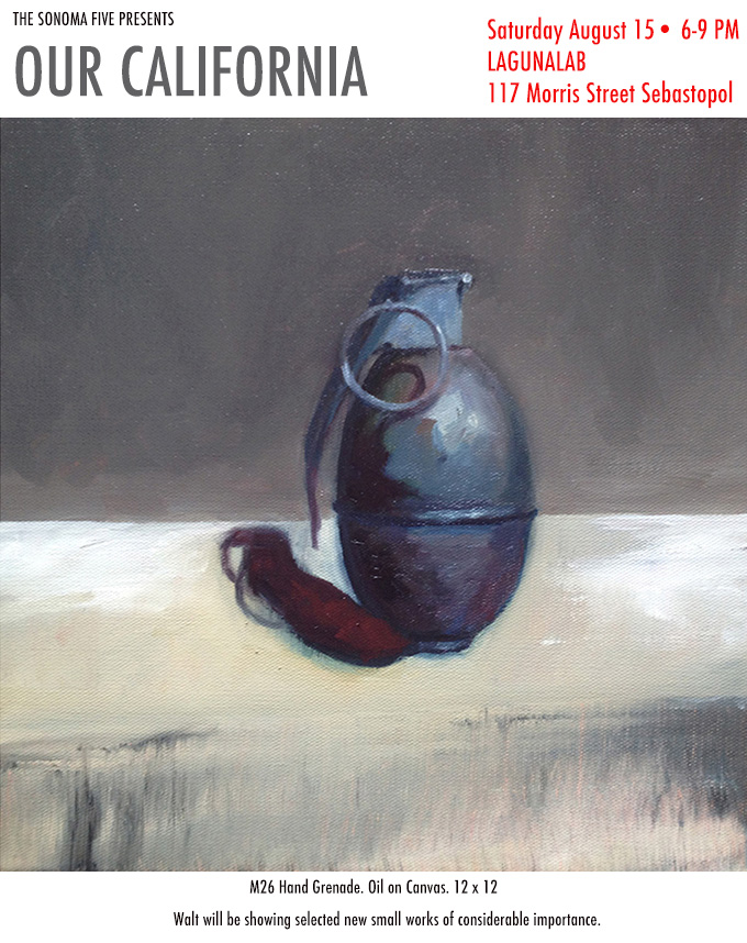 Our California — The Sonoma Five. Walt Morton, selected new small works of considerable importance. Saturday, August 15, 6-9 PM, LagunaLab, 117 Morris Street, Sebastopol.